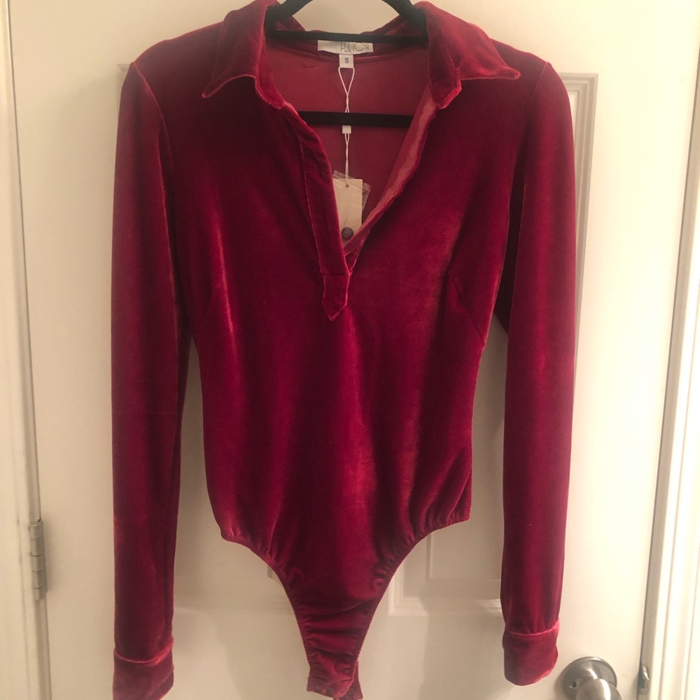 FLETCH red velvet body suit - never worn!